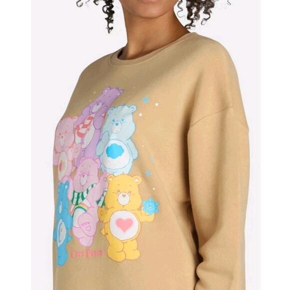 Grayson Social Juniors Womens Sleep Dress Care Bears Tan Soft Sweatshirt Size XL - Picture 3 of 10